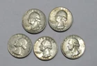 Lot Of  5 Washington 90% Silver Quarters: 1962-D (2), 1963-D and 1964-P (2) - NR