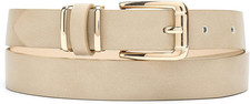 Women Waist Belts for Dresses Thin Black Skinny Leather Belts with Gold Pin Buck