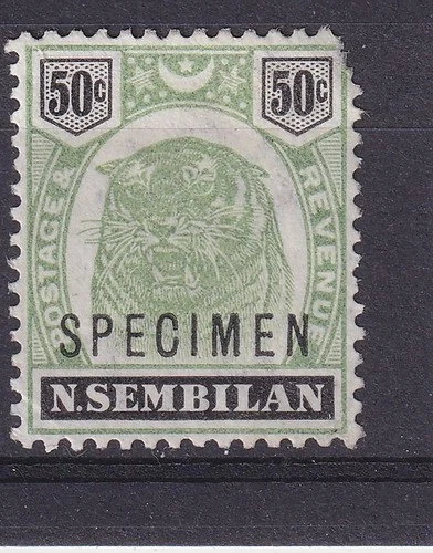 NEGRI SEMBILAN, 1896 Tiger, 50c. Green & Black, SPECIMEN, lhm., fault.