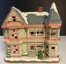Vintage 1995 Lefton Colonial Village Christmas 5490/5500 Wycoff Manor w/Deed Box