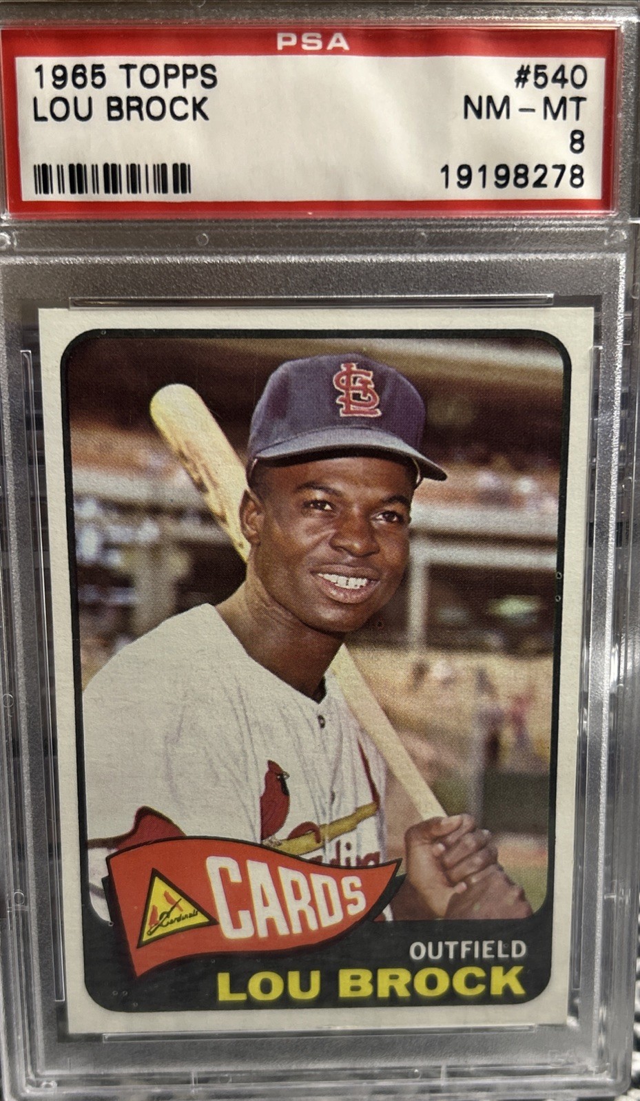 1965 TOPPS #540 LOU BROCK PSA 8