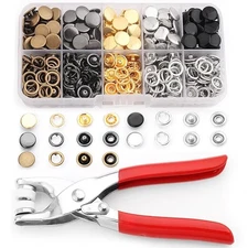 100 Sets Snaps for Fabric, Metal Snaps Buttons with Fastener Pliers Press Too...