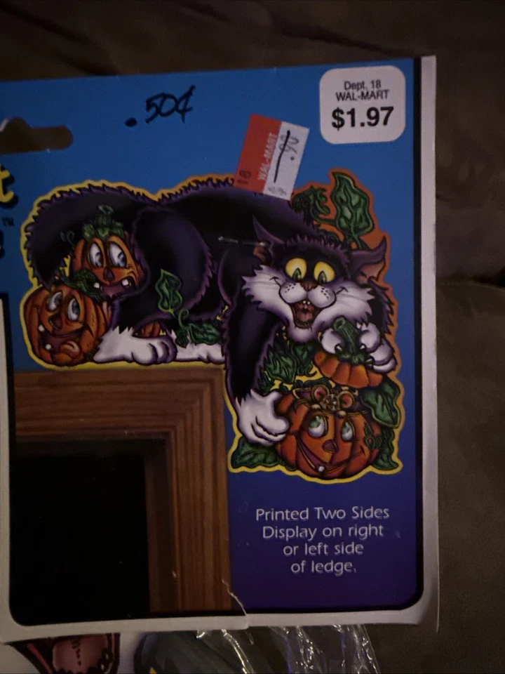 17" Gato Negro Extremos de Cornisa Vintage 2000 Beistle Decoración Halloween 2 piezas Nuevo de Lote Antiguo Foto 2 de 4