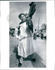1988 Photo Pierre Ilancier Christ Marching Haitians Freedom Vintage Men 8X10