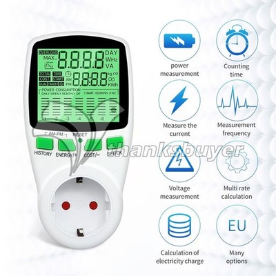 Euro-Standard Backlight Power Meter Multifunctional Power Meter Analyzer LCD *kk