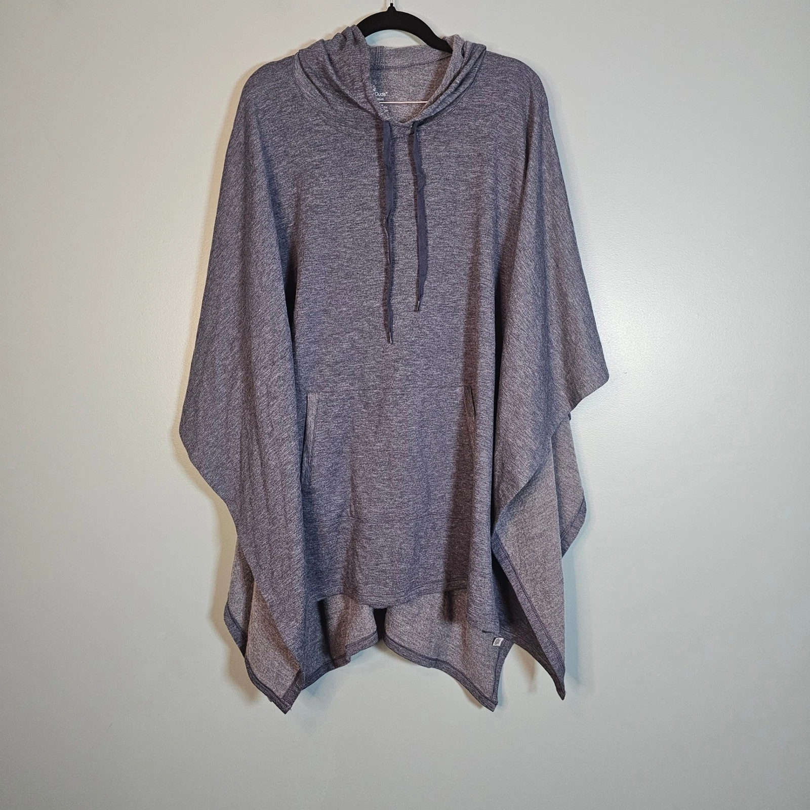Cuddl Duds Comfortwear Women's Heathered Blue Hooded Poncho S/M