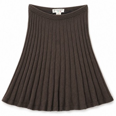 Carla Ferroni Made In Italy Ribbed Knit Midi Skirt Wool Cashmere Blend Brown M