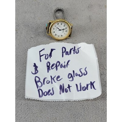 America Perry Ellis Watch APE1056 Gold Tone Quartz Broken Glass for Parts Repair