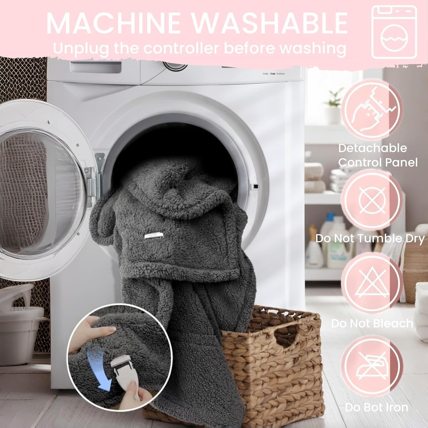 Snuggle Heated Blanket Throw with Foot Pockets for Cold Feet, Electric Lap Blank