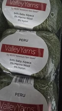 3-SKEINS-VALLEY YARNS PERU ALPACA WOOL NYLON BLEND 50G COLOR LICHEN