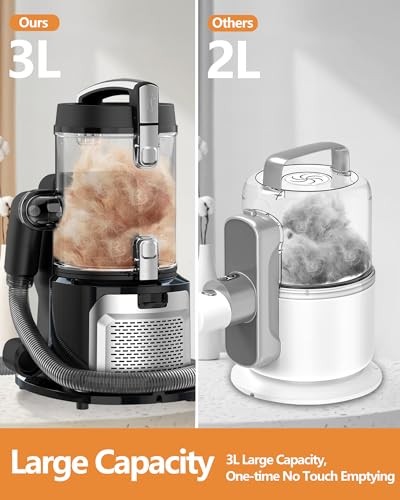 IDEATOY DOG GROOMING VACUUM, 3L LARGE CANISTER DOG VACUUM FOR SHEDDING - BLACK - Afbeelding 5 van 5