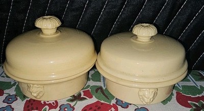 Vintage French Sarreguemines Ceramic Terrine Pot Foie Gras Dish X2