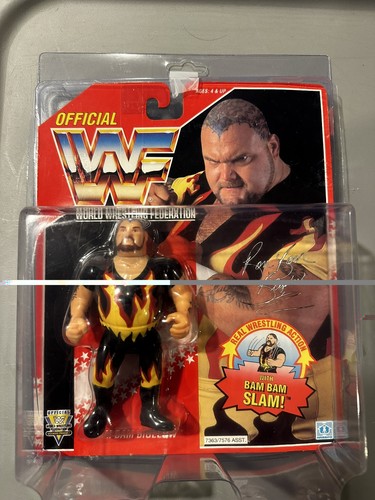 WWF Hasbro Series 8 Bam Bam Bigelow Red Card MOC A...