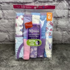 Hanes Girls Sz 6 Full Coverage Tagless 10 Pac...