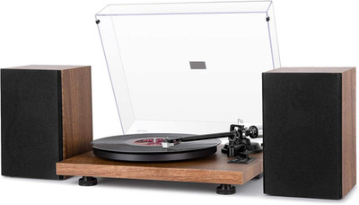 1 by ONE Bluetooth Turntable Hifi System with 36 Watt Bookshelf Speakers, Patend