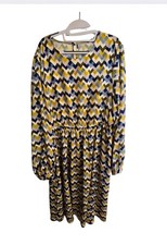 MOTIF Shein Geometric Dress Plus Size 1X Silky Lightweight, Flowy Midi Colorful