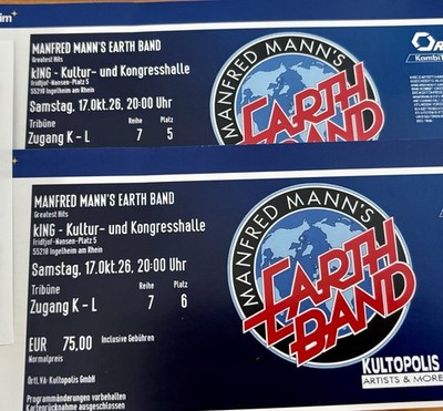 2 Konzertkarten Manfred Mann s Earth Band 17.10.2026 In Ingelheim