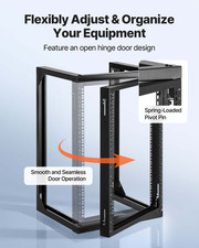 15U Wall Mount Server Rack - Open Frame Network Rack, 150 lbs Capacity, 180-Degr