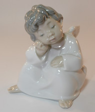 Lladro Angel Cherub Thinking Figurine  4539 1970s Excellent