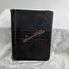 Antique Souvenir Postcard Album Brown Faux Alligator Fair Vintage Ephemera Book