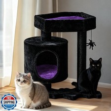 BEWISHOME Cat Tree, Gothic Cat Tree with Coffin Bed, Cat House wi
