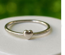Dainty Sterling Silver Heart Ring: Minimalist 925 Band All Size