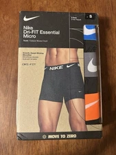 NEW Nike Essentials Dri Fit Mircofiber Boxer Briefs 3-Pack Men's Small