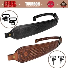 Tourbon Leather Rifle Sling Gun Carry Strap Shooting Rest Adjustable Black/Brown