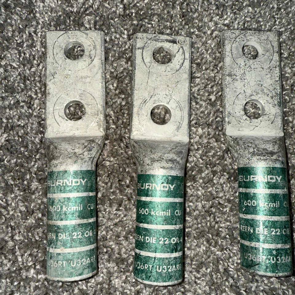 🔥 (5) lot BURNDY YA362N 2-Hole Lug Compression 600 kcmil 1-3/4"-1/2” hole - Image 2 of 4
