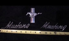 Vintage Ford Mustang Chrome Fender Emblem Script 1960s Classic Car Badge 3 Pcs