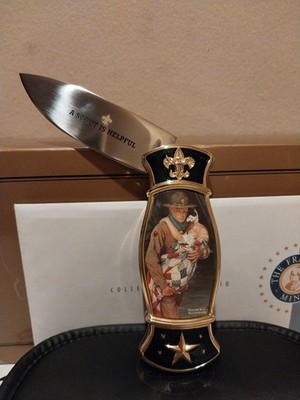 Franklin Mint Knife Boy Scouts Of America A Scout Is Helpful In Box NR Brand New