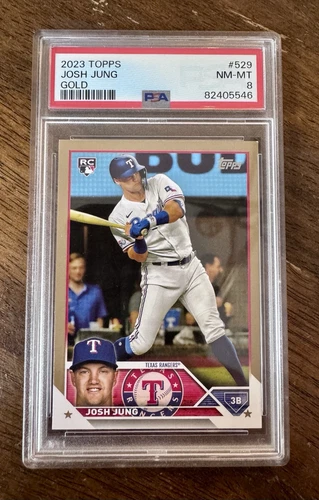 2023 Topps Gold Josh Jung RC PSA 8 Texas Rangers Rookie Pop 4