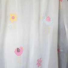 Pottery Barn Kids Bird Floral Appliqu  Embroidered Curtain Panel Sheer 44  x96  