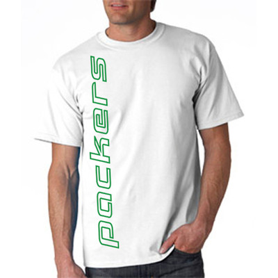 NEW PACKERS VERT SHIRT White T-shirt LARGE XL 2X 3X Green Bay Blue Wave Creation
