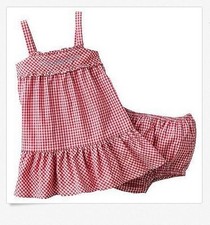 NWT Chaps Infant Girls 3 M Months Red White Check Summer Dress Panty Sundress