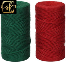 Red Green Jute Twine, 328 Feet X 2 Rolls 2Mm Colored Christmas Twine String for