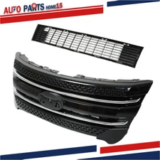 Front Bumper Grille Assembly Glossy Black For 2011-2015 Ford Explorer
