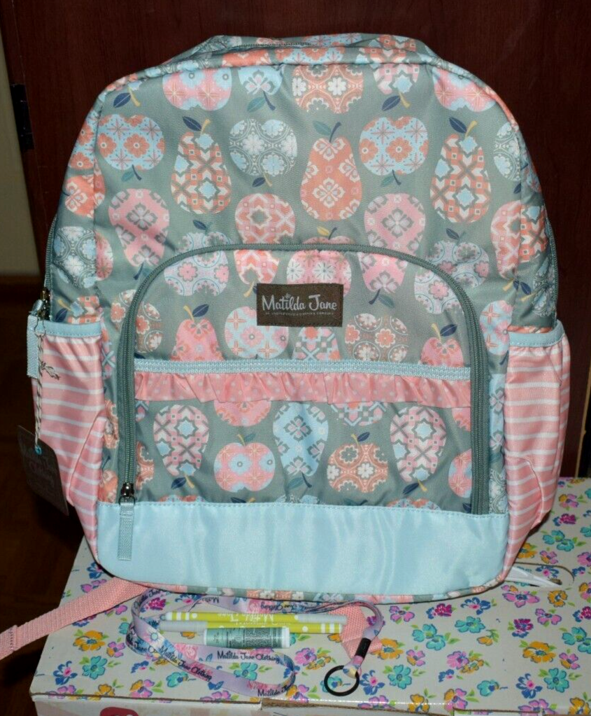 Matilda Jane CeCe Apple Print Backpack Laptop Plus Free Items! NWT eBay