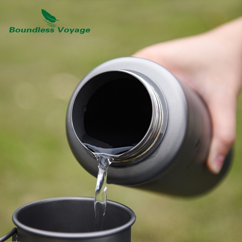 Boundless Voyage Titanium Big Capacity Water Bottle Outdoor Camping Cateen 1L