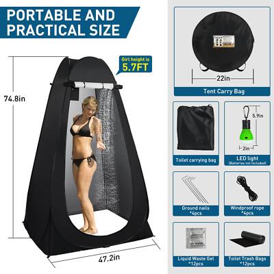 Portable Camping Toilet with Pop-Up Privacy Tent Outdoor Portable Folding Toilet