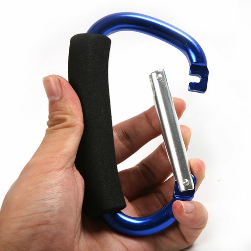 2PC Large D Shape Carabiner 485lbs with Grip Camping Handhold Clip Hook - Picture 2 of 3