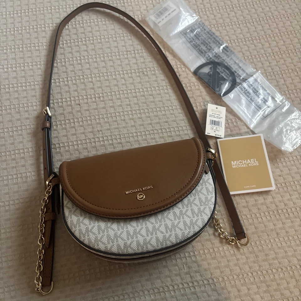 Bolso Bandolera Michael Kors Jet Set Charm Media Cúpula Blanco Cuero MK Bolso Cartera