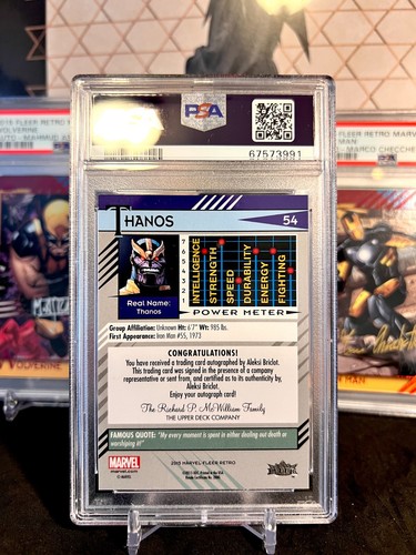 ⭐️ THANOS 2015 MARVEL FLEER RETRO INSERT #54 PSA 8 NM-MT AUTO 🔥 AUTOGRAPH - Picture 2 of 2