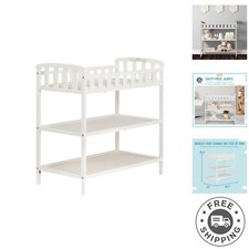 Compact Emily White Changing Table with Two Shelves  Safety Rails - 36.5x20x39