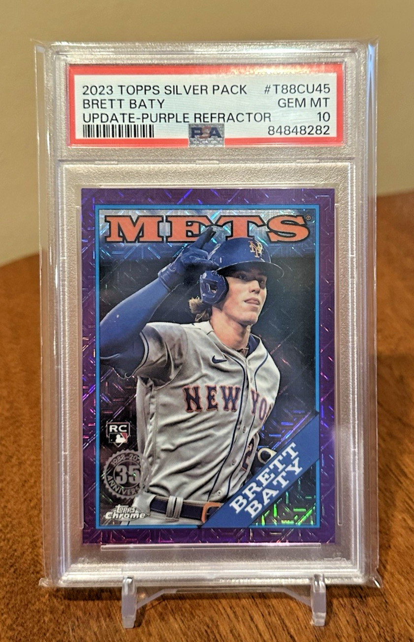 Brett Baty /75 RC POP 2 PSA 10 2023 Topps Update Silver Pack Purple 1988 Topps