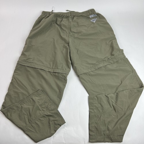 Columbia PFG Pants Convertible Hiking Fishing Mens Large Nylon Lightweight Beige - Picture 8 of 12
