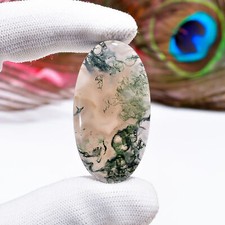 Natural Moss Agate Oval Shape Cabochon Loose Gemstone 40 Ct. 43X23X4 mm CG-138