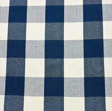 DESIGNER LARGE BUFFALO CHECK SAPPHIRE BLUE WHITE  MULTIUSE FABRIC BY YARD 55"W