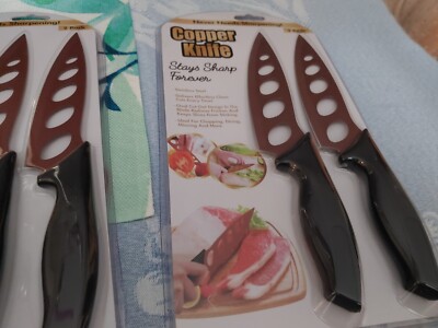 (4) Copper Knife 2 pack, Stainless Steel Copper Coating Stays Sharp Forever