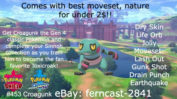 Pokemon Sword And Shield Shiny Croagunk 6IV Battle Ready Fast Delivery